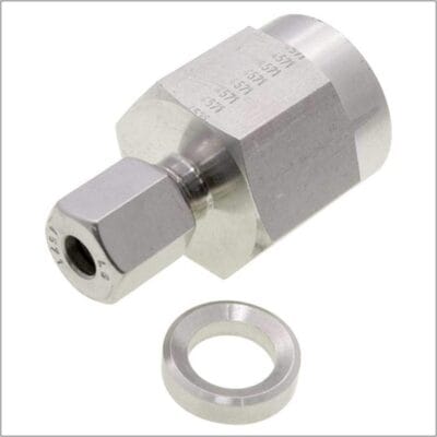 Female-Pressure-Gauge-Coupling-NPT-Single-Ferrule-Compression-316-Stainless-Steel