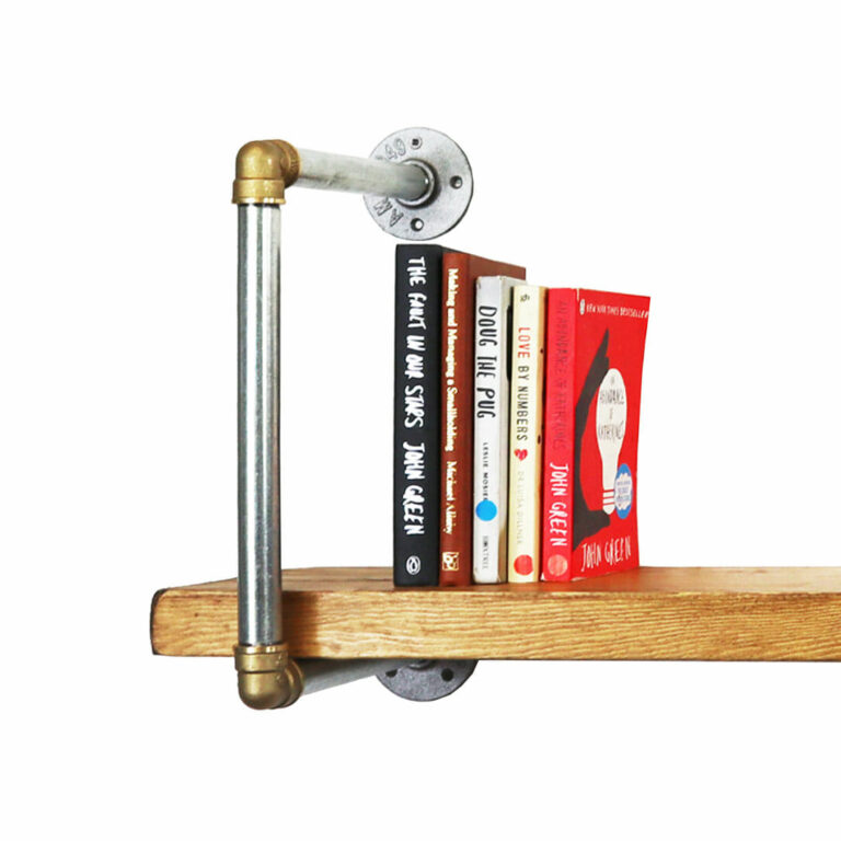 Industrial Silver and Brass "D" Shape Brackets Industrial Pipe Style