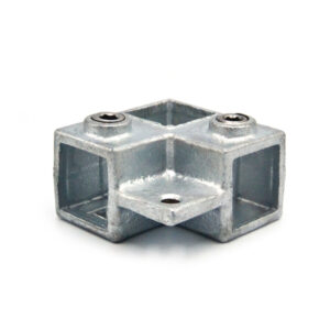 Galvanised Square Three Way Through With Lip 25MM