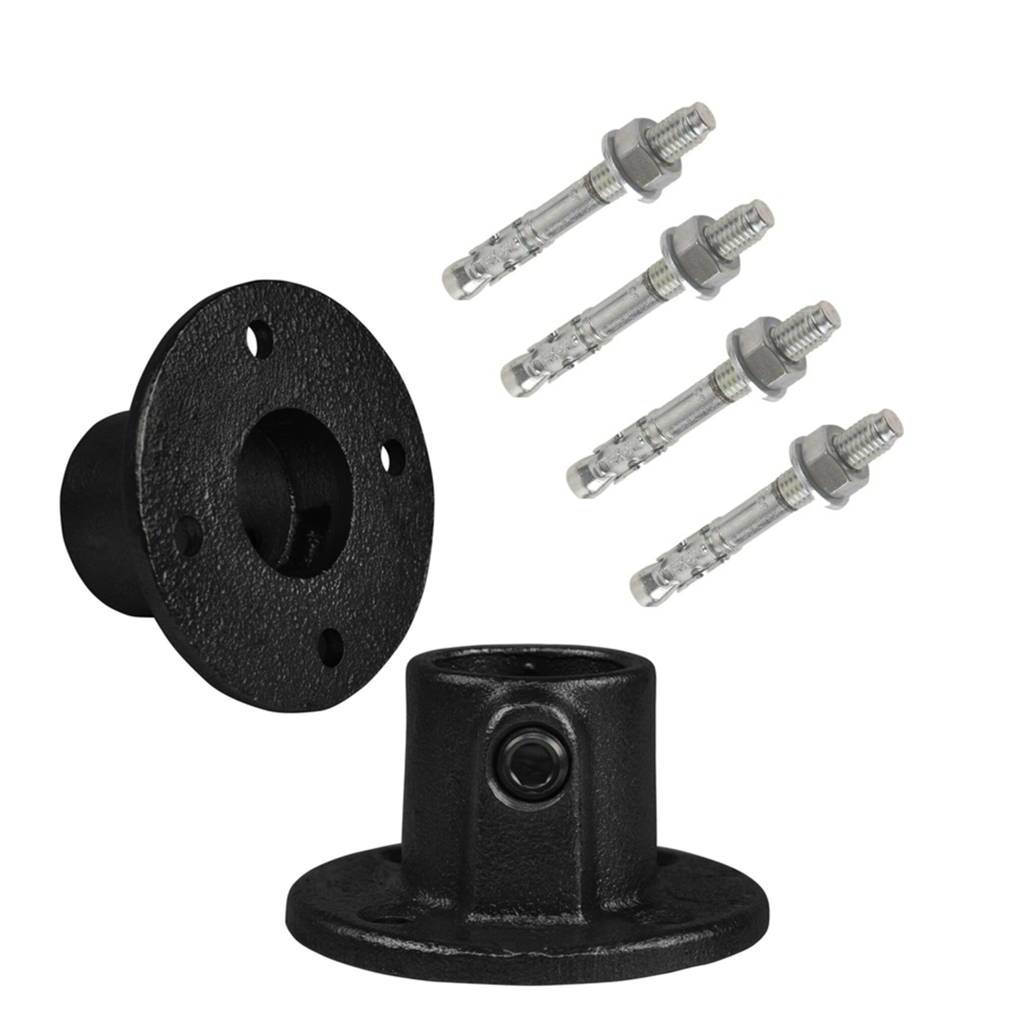 Wall Plate 27MM (Black) With Bolts Key Clamp Fitting Pipe Dream Fittings