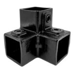Black Square Three Way Through Elbow 40mm