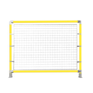 Key-Clamp-Safety-Barrier-Kit-with-Closed-Mesh-Infill-Yellow