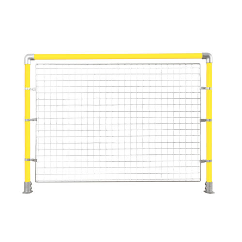 Key-Clamp-Safety-Barrier-Kit-with-Open-Mesh-Infill-Yellow